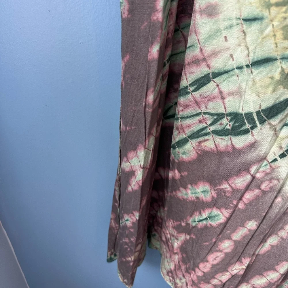 EARTHBOUND Green and Purple Maxi Dress Fringe Front Resort - Picture 5 of 8